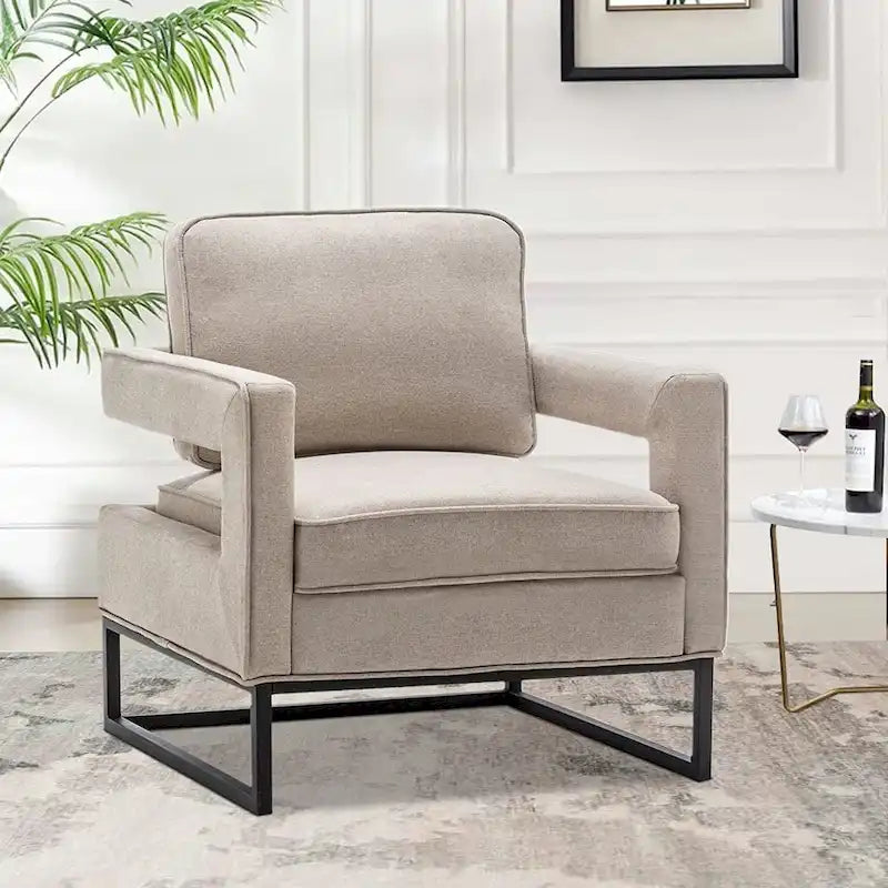 Moderner Akzentsessel mit Armlehnen, Wohnzimmerstuhl im Mid-Century-Stil, gepolsterter Loungesessel