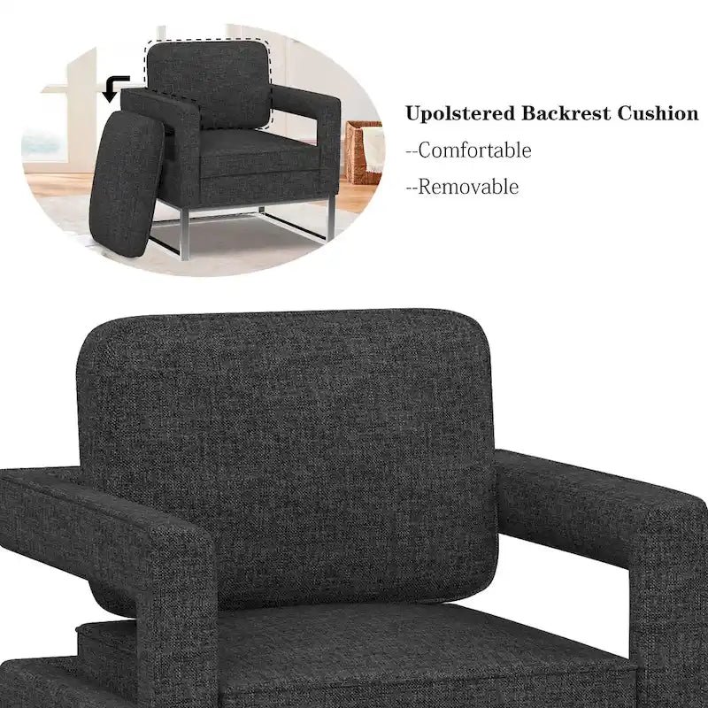 Moderner Akzentsessel mit Armlehnen, Wohnzimmerstuhl im Mid-Century-Stil, gepolsterter Loungesessel