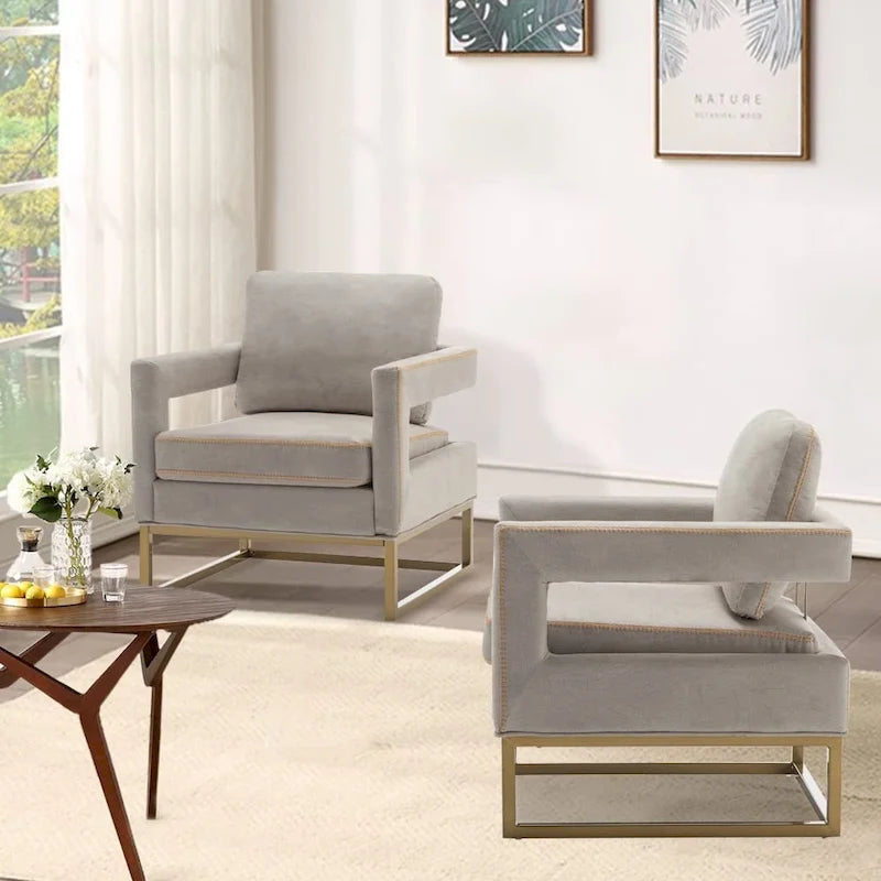 Moderner Akzentsessel mit Armlehnen, Wohnzimmerstuhl im Mid-Century-Stil, gepolsterter Loungesessel