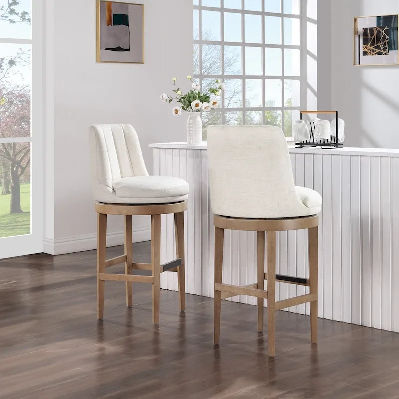 Lot de 2 tabourets de bar pivotants de style classique minimaliste