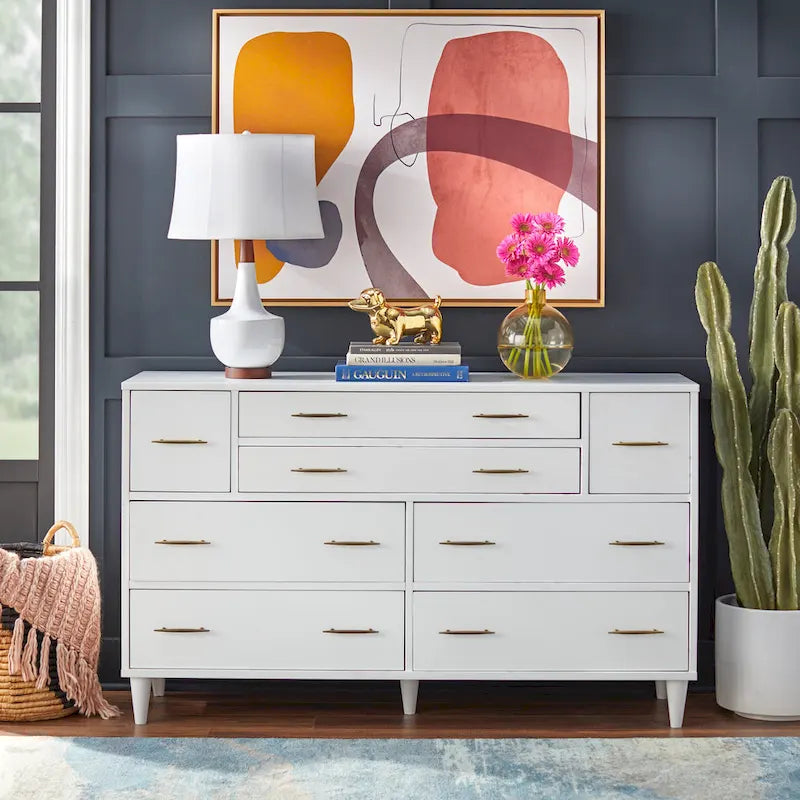 Kommode mit 8 Schubladen im Used-Look und Mid-Century-Modern-Stil