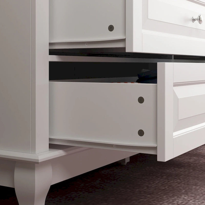 Cómoda de 9 cajones con patas de madera maciza, cómoda con consola lacada