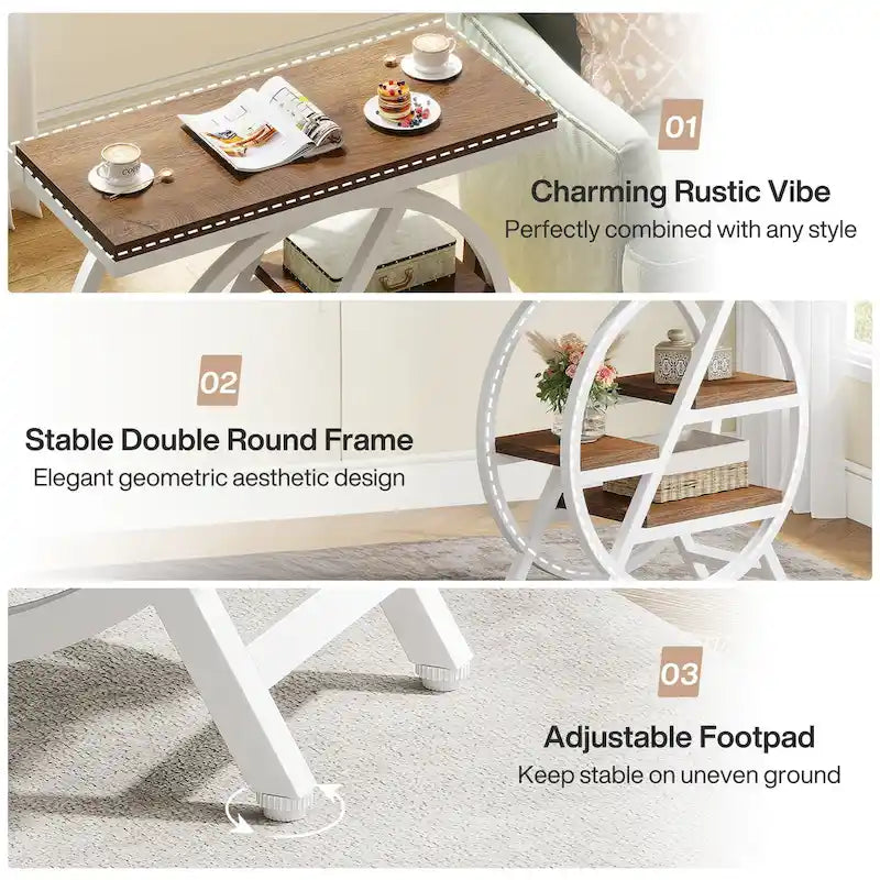 Table d’appoint à 3 niveaux avec rangement pour le salon
