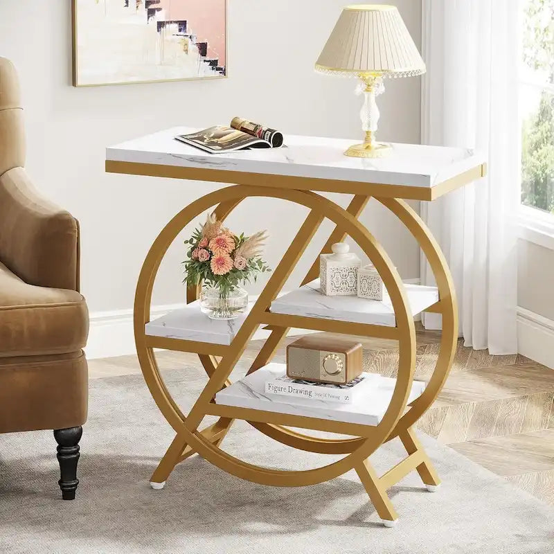 Table d’appoint à 3 niveaux avec rangement pour le salon