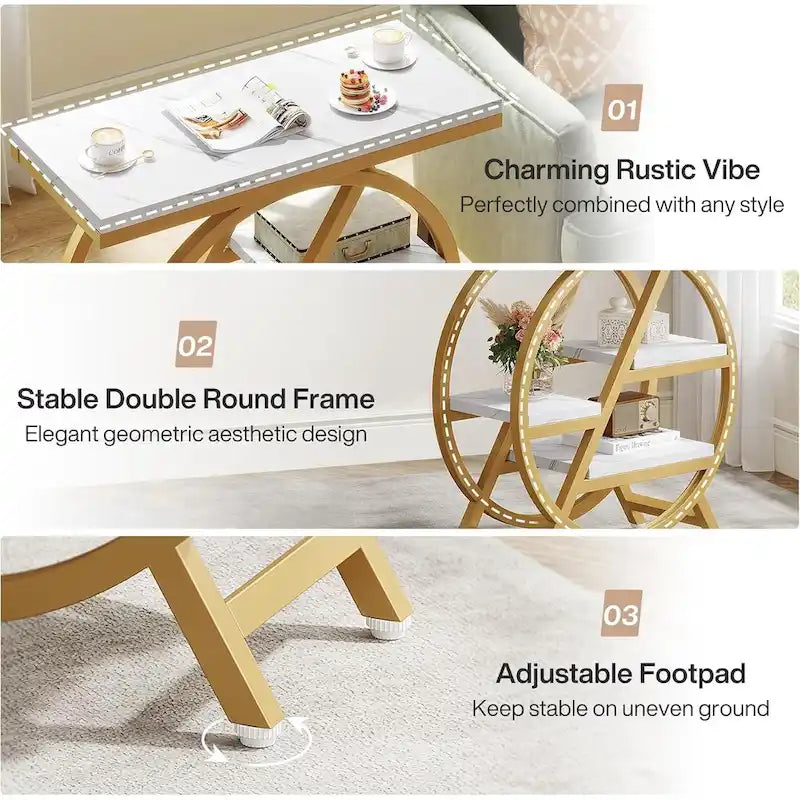 Table d’appoint à 3 niveaux avec rangement pour le salon