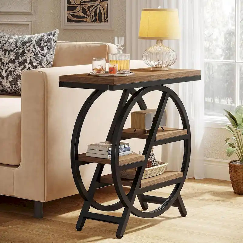 Table d’appoint à 3 niveaux avec rangement pour le salon