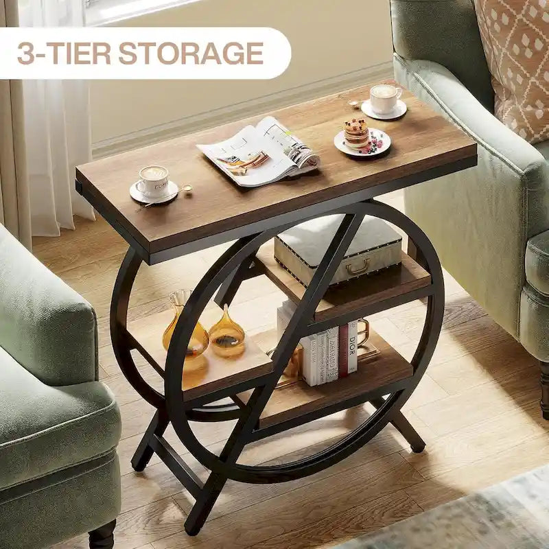 Table d’appoint à 3 niveaux avec rangement pour le salon