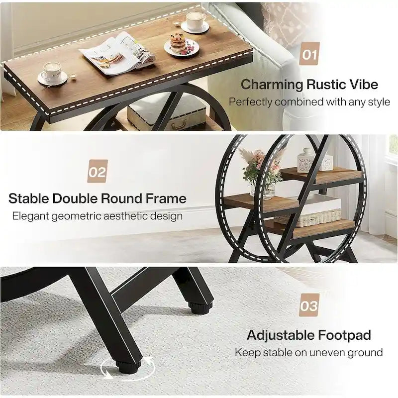 Table d’appoint à 3 niveaux avec rangement pour le salon