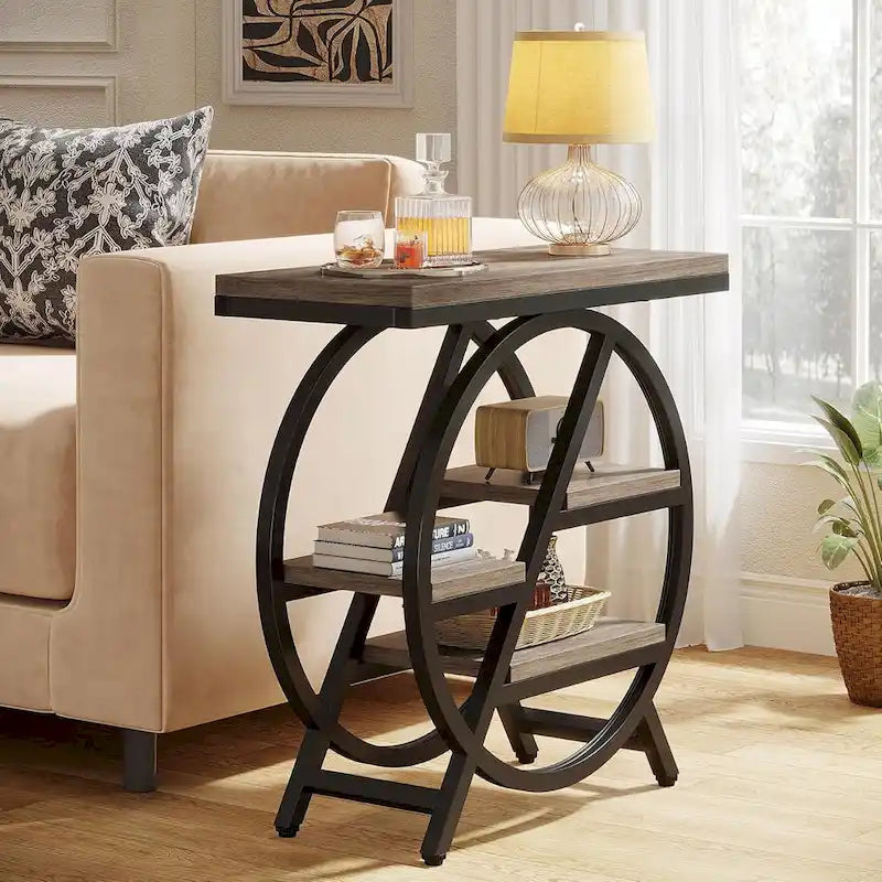Table d’appoint à 3 niveaux avec rangement pour le salon