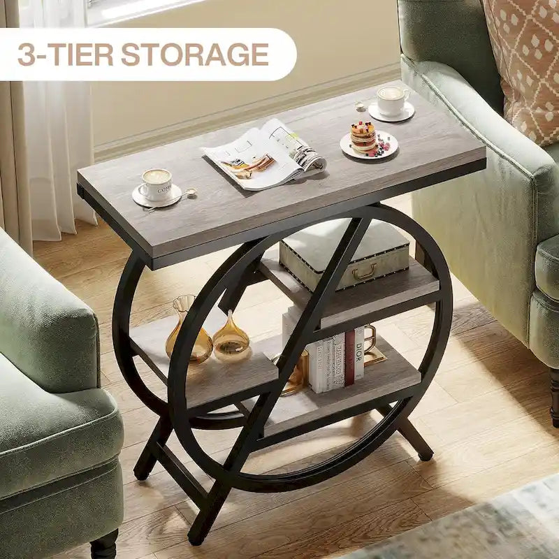 Table d’appoint à 3 niveaux avec rangement pour le salon