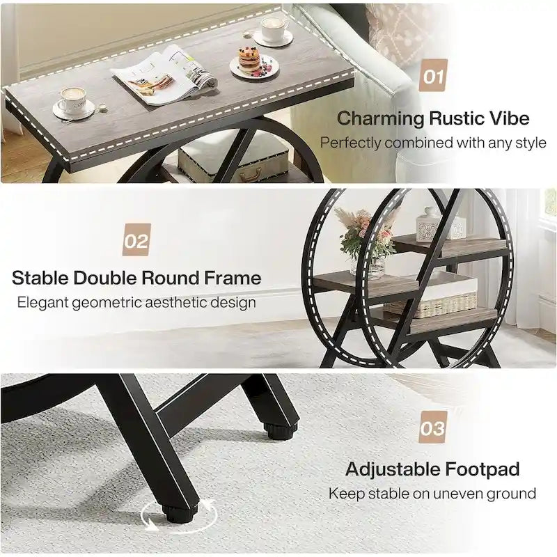Table d’appoint à 3 niveaux avec rangement pour le salon