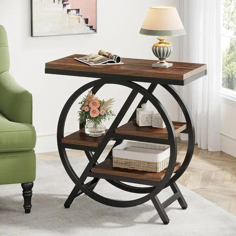 Table d’appoint à 3 niveaux avec rangement pour le salon