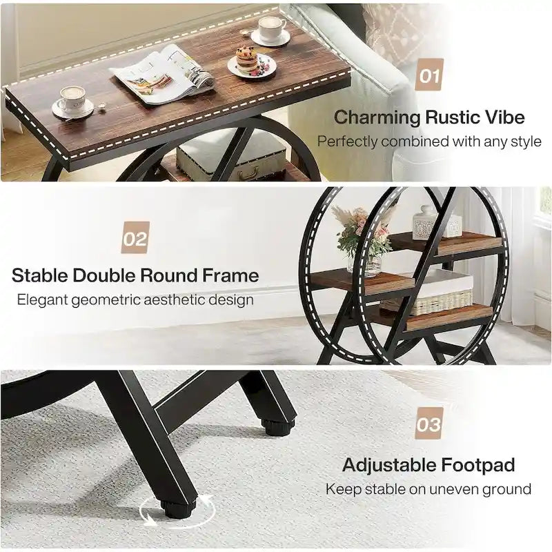 Table d’appoint à 3 niveaux avec rangement pour le salon