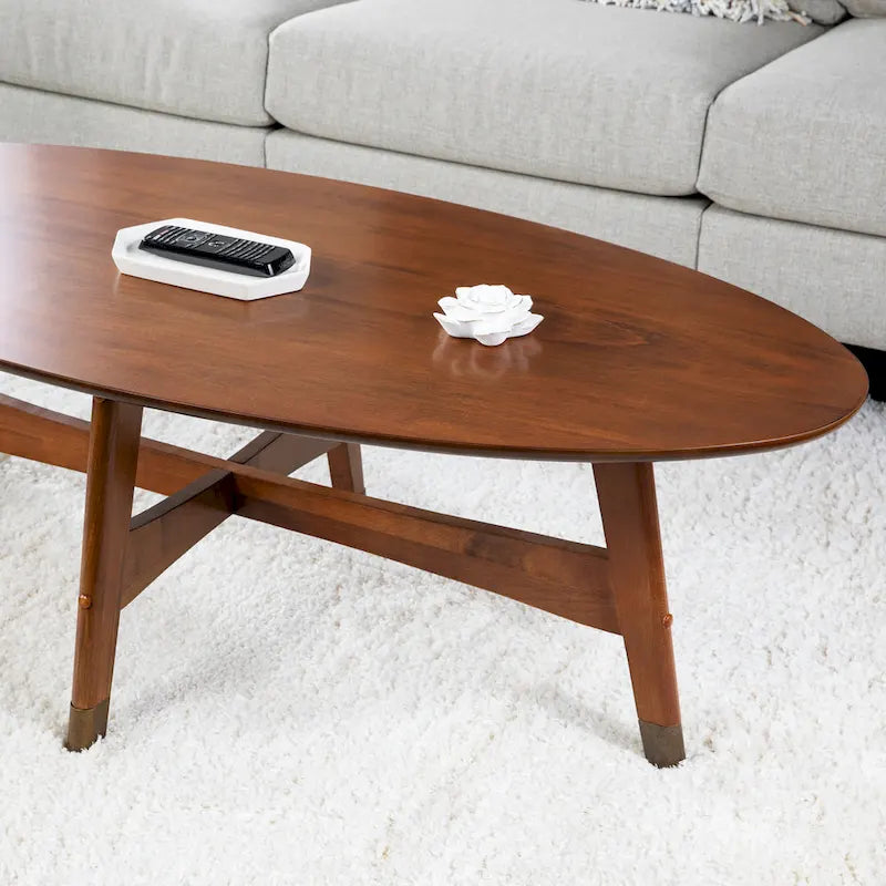 Ovaler Couchtisch aus Holz im Mid-Century-Modern-Stil