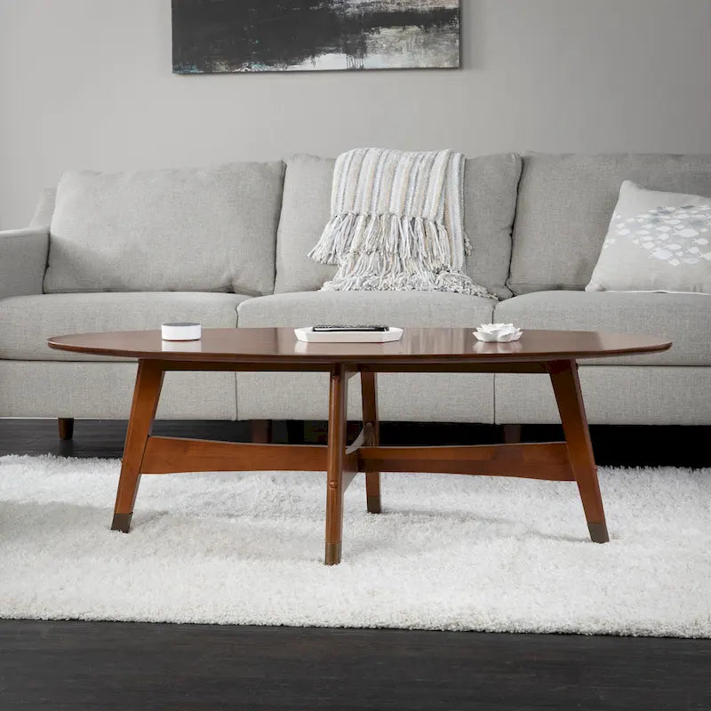 Ovaler Couchtisch aus Holz im Mid-Century-Modern-Stil