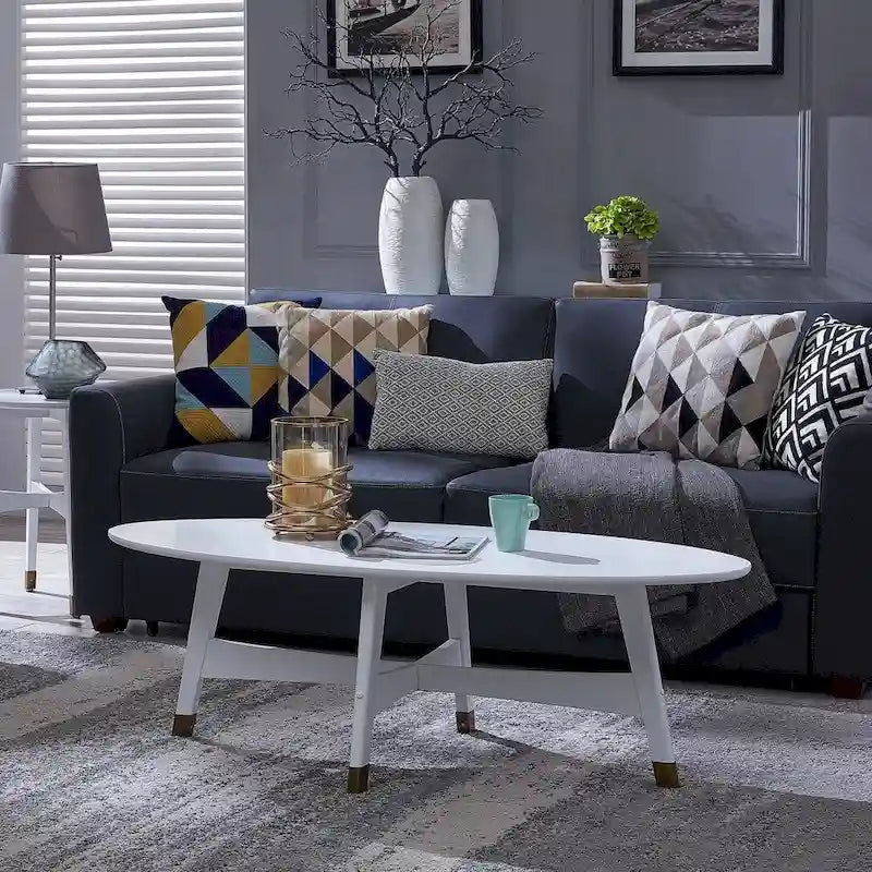 Ovaler Couchtisch aus Holz im Mid-Century-Modern-Stil