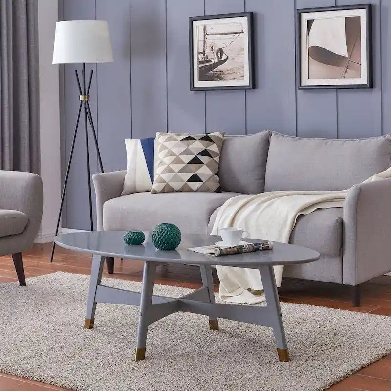 Ovaler Couchtisch aus Holz im Mid-Century-Modern-Stil