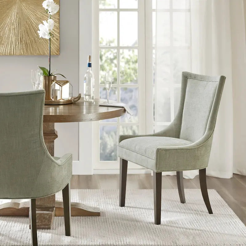 Juego de 2 sillas laterales de comedor tapizadas con patas de madera