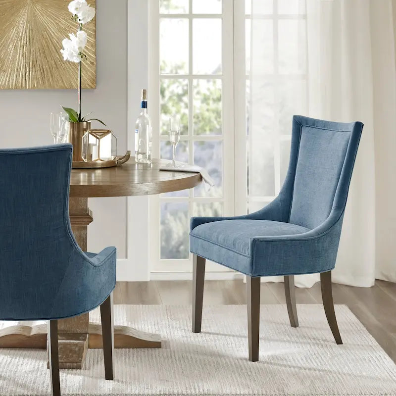 Juego de 2 sillas laterales de comedor tapizadas con patas de madera