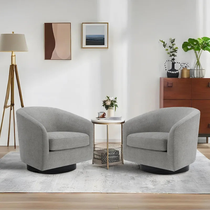 Juego de 2 sillas decorativas de tela giratorias 360, sillones tipo barril