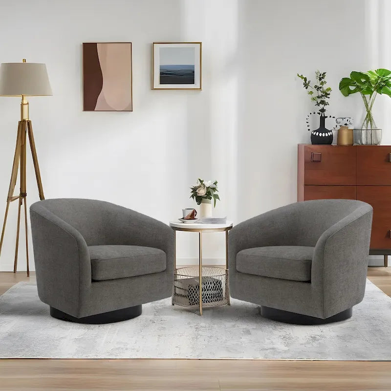 2er-Set drehbare Akzentsessel aus Stoff, 360°-Drehung, Clubsessel