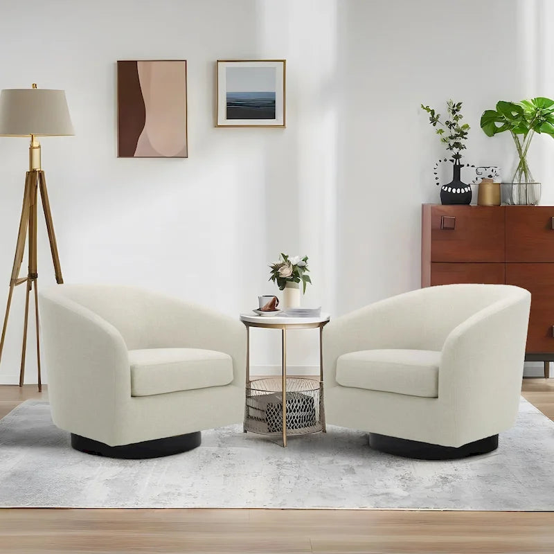 2er-Set drehbare Akzentsessel aus Stoff, 360°-Drehung, Clubsessel