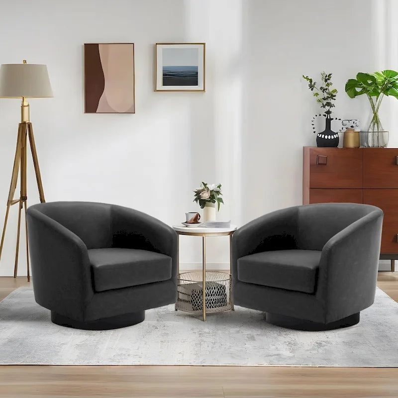 2er-Set drehbare Akzentsessel aus Stoff, 360°-Drehung, Clubsessel