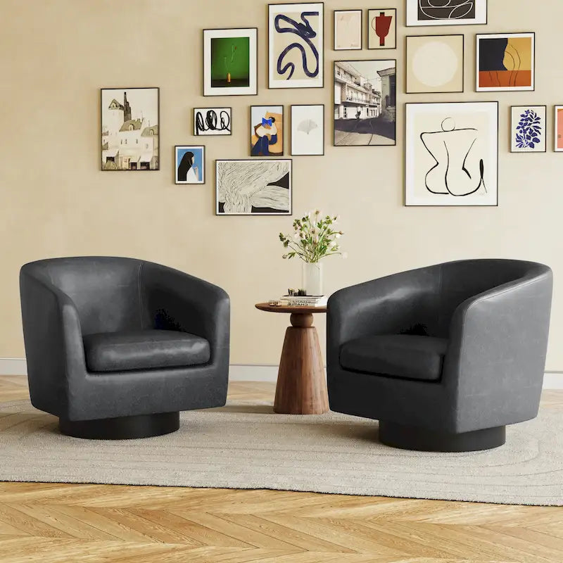 2er-Set drehbare Akzentsessel aus Stoff, 360°-Drehung, Clubsessel