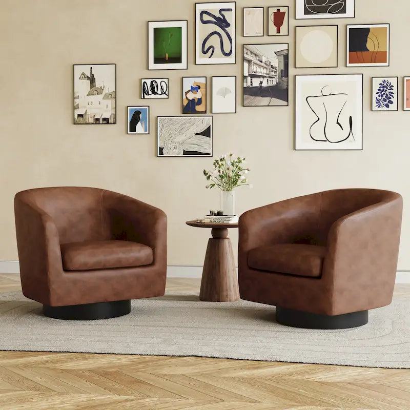 2er-Set drehbare Akzentsessel aus Stoff, 360°-Drehung, Clubsessel