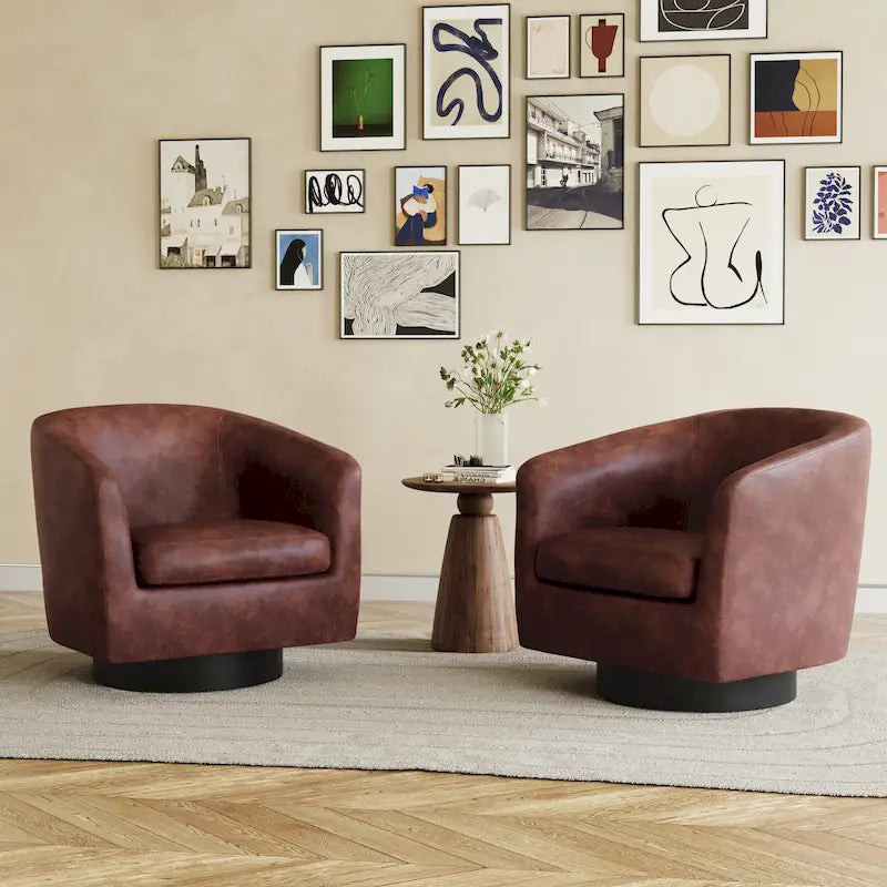 2er-Set drehbare Akzentsessel aus Stoff, 360°-Drehung, Clubsessel