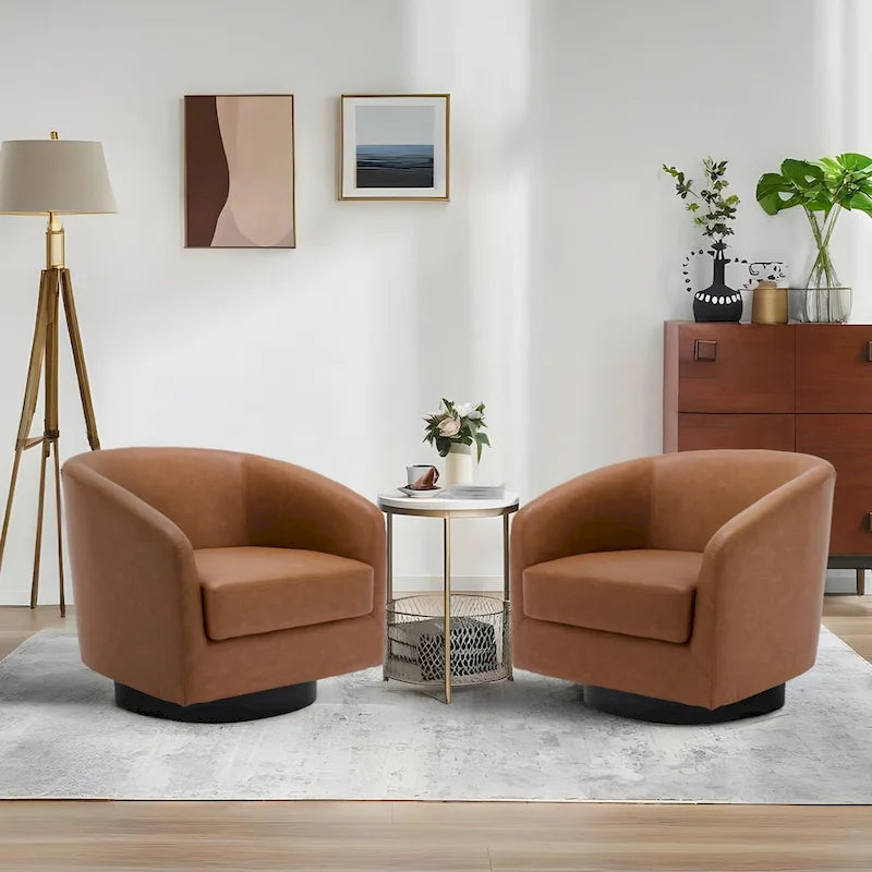 Juego de 2 sillas decorativas de tela giratorias 360, sillones tipo barril
