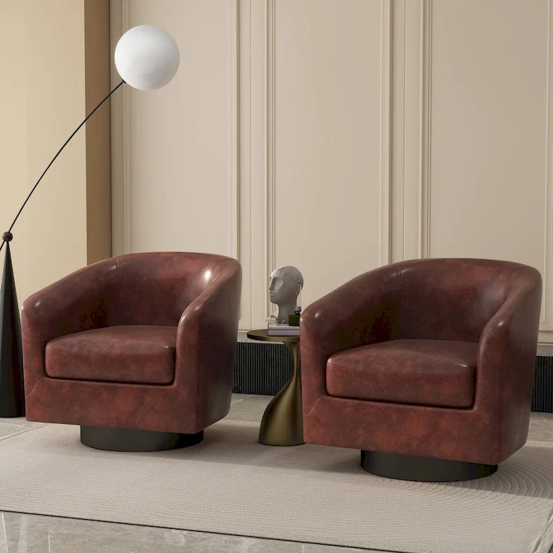 Juego de 2 sillas decorativas de tela giratorias 360, sillones tipo barril