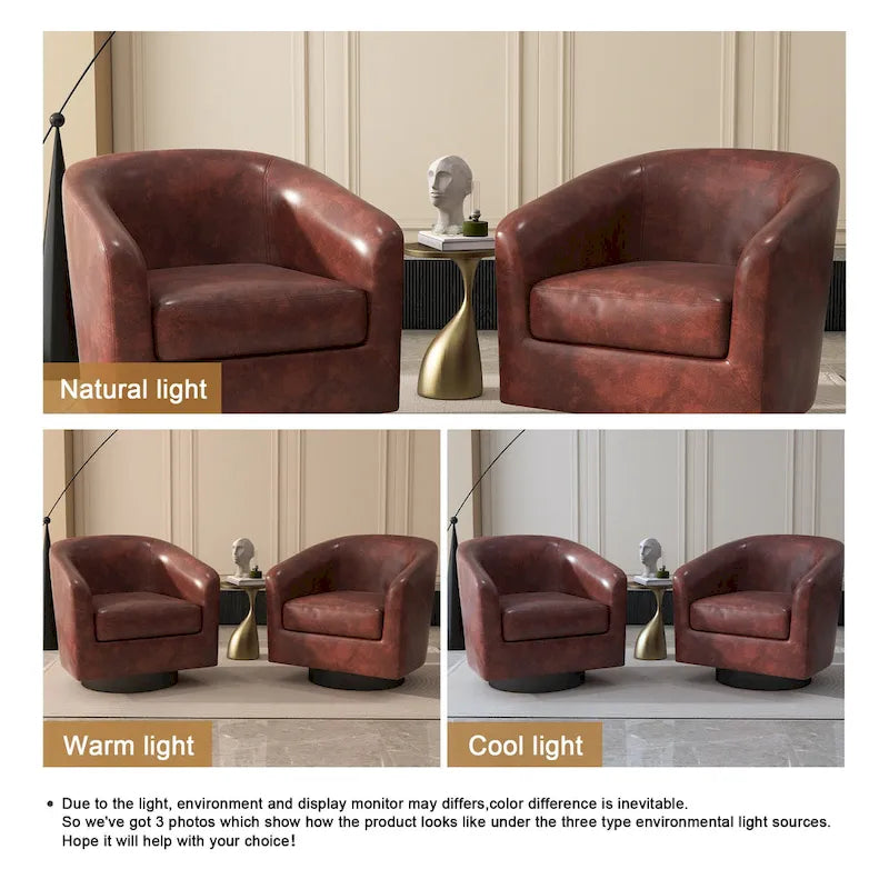 Juego de 2 sillas decorativas de tela giratorias 360, sillones tipo barril