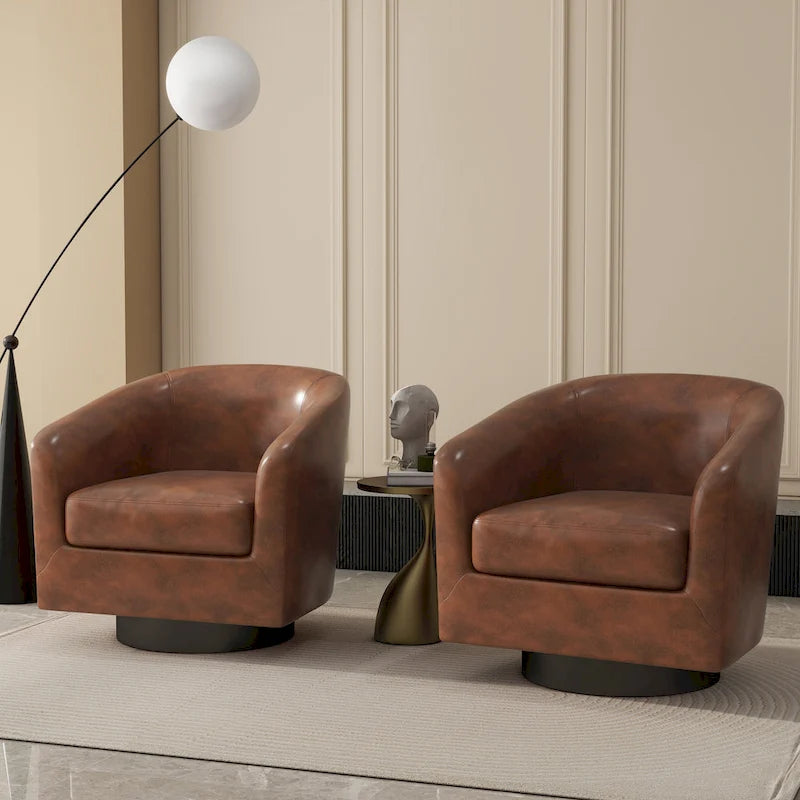 Juego de 2 sillas decorativas de tela giratorias 360, sillones tipo barril