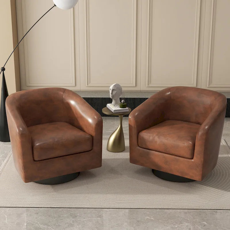 Juego de 2 sillas decorativas de tela giratorias 360, sillones tipo barril