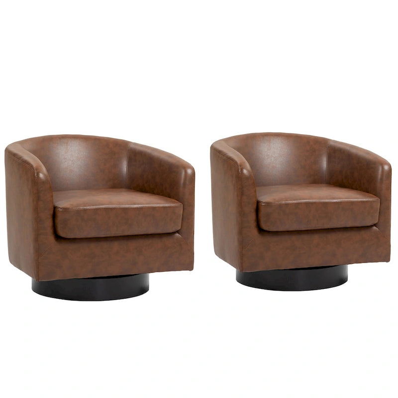 Juego de 2 sillas decorativas de tela giratorias 360, sillones tipo barril