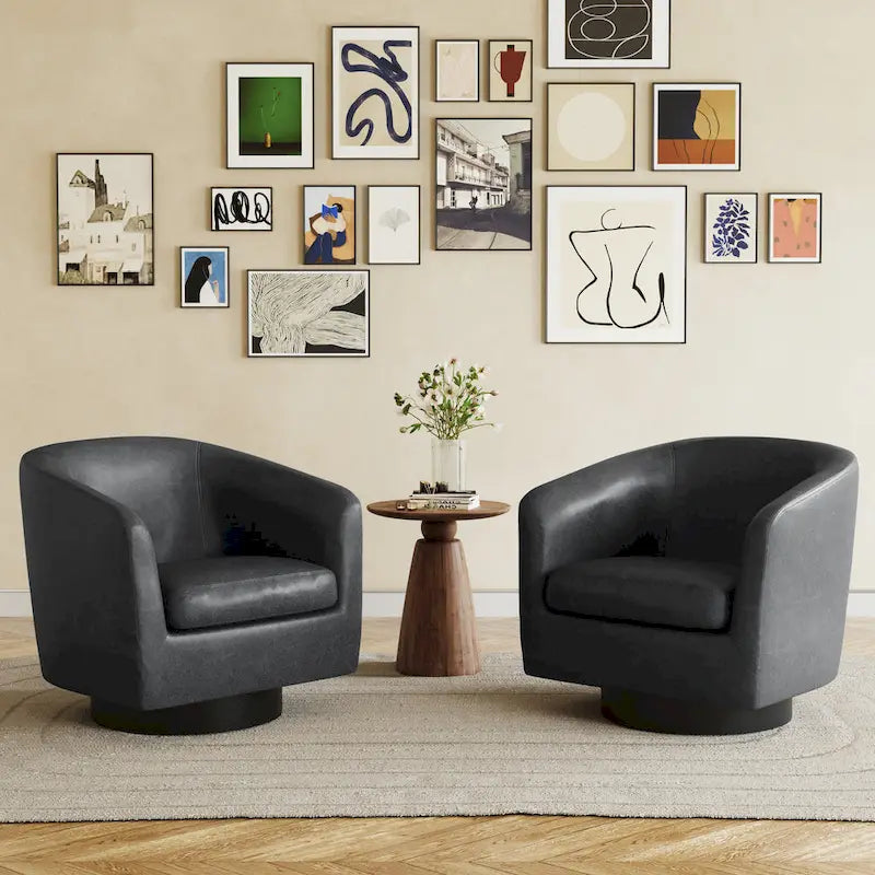 Juego de 2 sillas decorativas de tela giratorias 360, sillones tipo barril