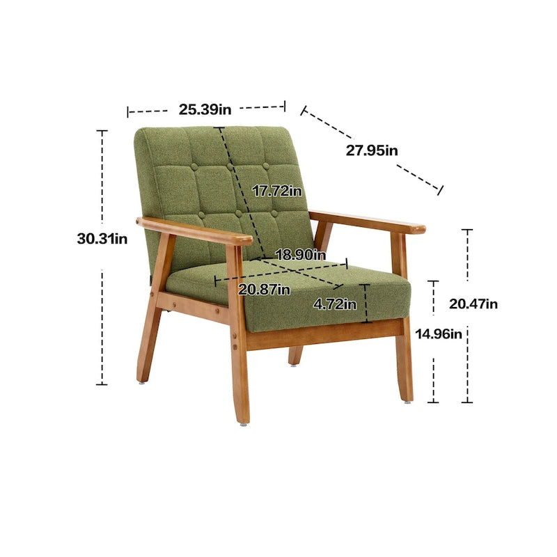 Akzentstuhl aus Massivholz im Mid-Century-Modern-Stil für Wohnzimmer, Schlafzimmer oder Studio