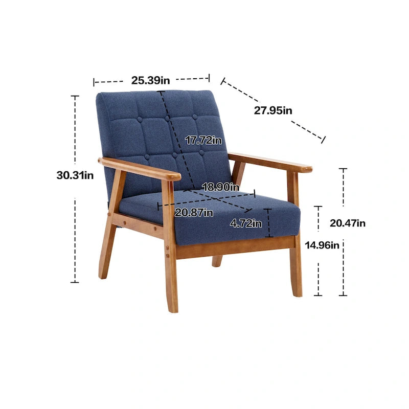 Akzentstuhl aus Massivholz im Mid-Century-Modern-Stil für Wohnzimmer, Schlafzimmer oder Studio
