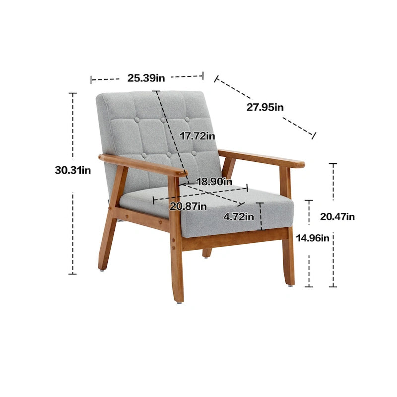 Akzentstuhl aus Massivholz im Mid-Century-Modern-Stil für Wohnzimmer, Schlafzimmer oder Studio