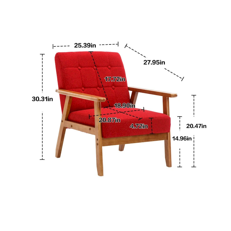 Akzentstuhl aus Massivholz im Mid-Century-Modern-Stil für Wohnzimmer, Schlafzimmer oder Studio