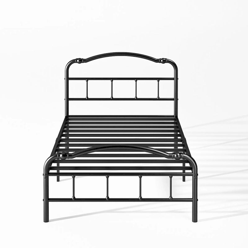 Estructura de cama metálica resistente de 14 de alto, de estilo vintage, soporta hasta 2500lbs, fácil de montar y sin chirridos