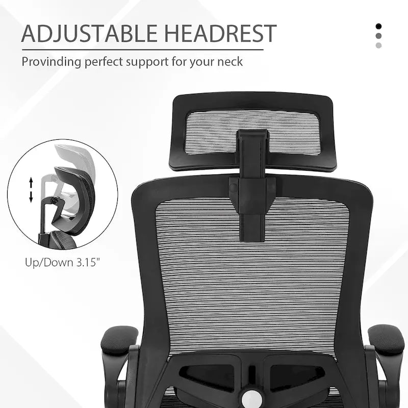 Silla ergonómica de escritorio para oficina con respaldo alto de malla, giratoria 360°, para computadora y ejecutivos