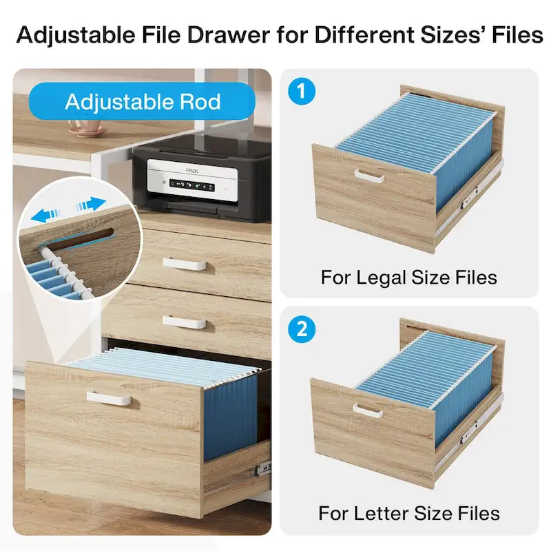 Bureau d’ordinateur de 63 avec support pour écran, bureau ergonomique pour télétravail avec tiroirs et classeur