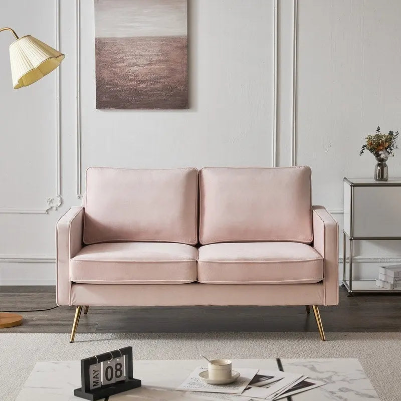 Weißes Sofa für 2 Personen aus getuftetem Stoff, kleines Polstersofa fürs Wohnzimmer