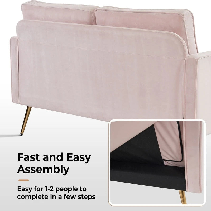 Sofá biplaza blanco de tela con capitoné, pequeño y tapizado, para la sala