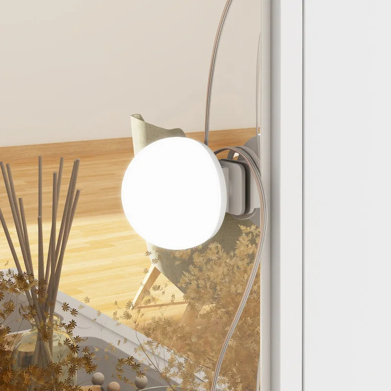 Coiffeuse avec miroir triptyque, éclairage certifié et plateau en verre