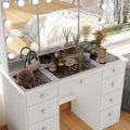 Coiffeuse avec miroir triptyque, éclairage certifié et plateau en verre