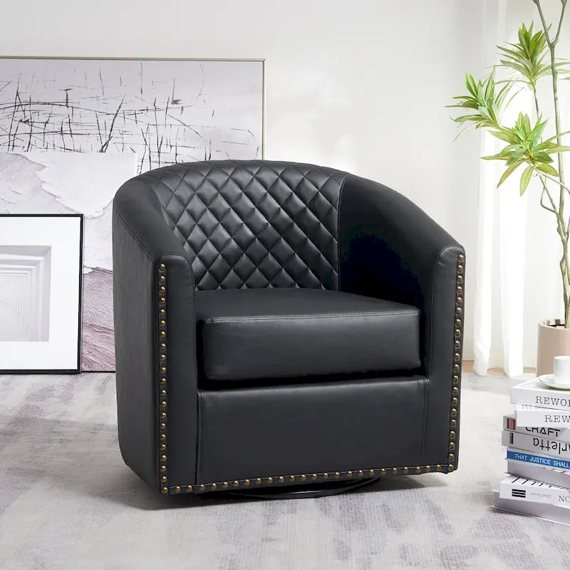 Fauteuil tonneau pivotant de 29 pouces de large en similicuir PU capitonné