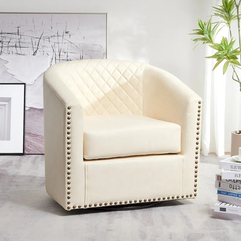 Fauteuil tonneau pivotant de 29 pouces de large en similicuir PU capitonné